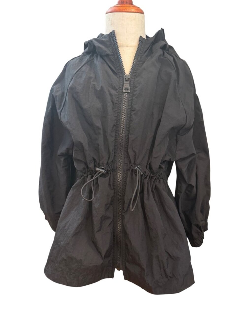 Zara Kids Black Packable Hooded Windbreaker Jacket Size 7‎ 122cm